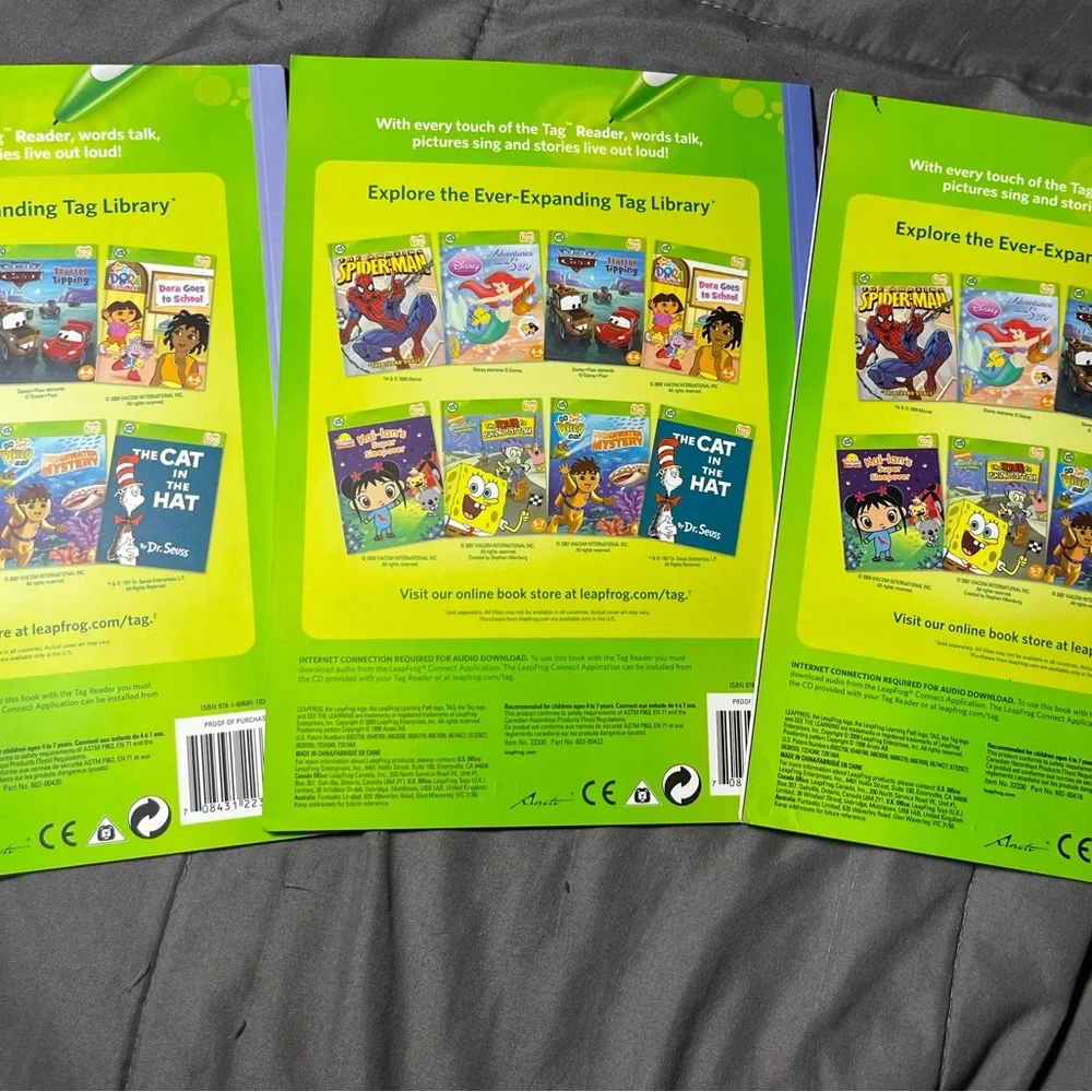 LeapFrog TAG Interactive Books Lot of 3 Consonants‎ & Vowels Learning Reader